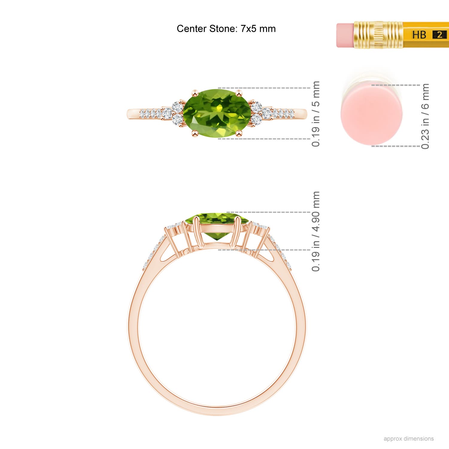 AAAA - Peridot / 0.94 CT / 14 KT Rose Gold