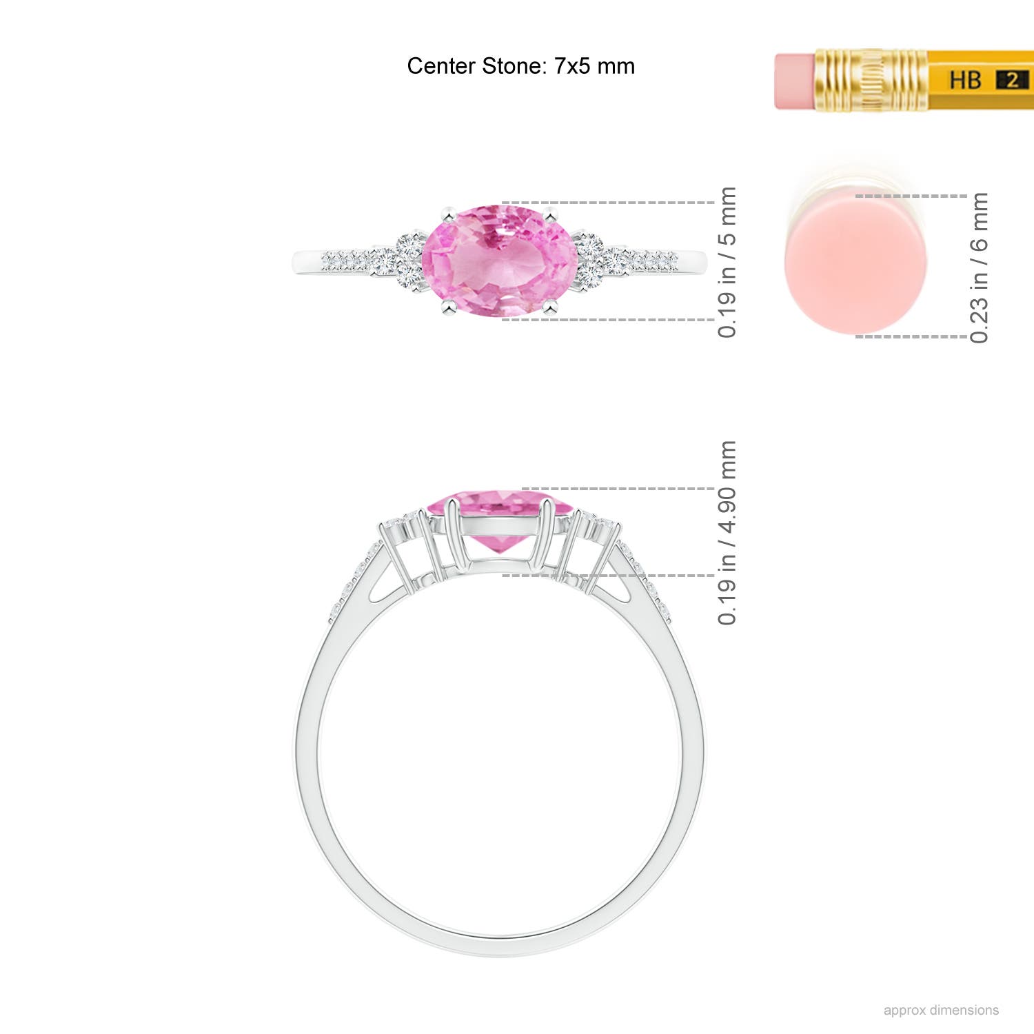 A - Pink Sapphire / 0.94 CT / 14 KT White Gold