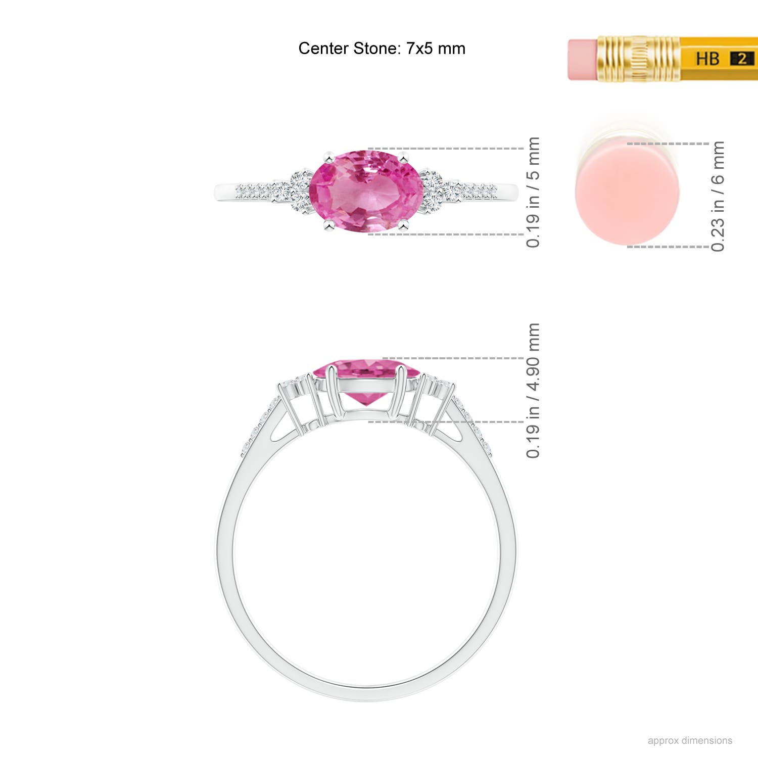 AAA - Pink Sapphire / 0.94 CT / 14 KT White Gold