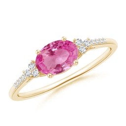 Vintage Style Solitaire Oval Pink Sapphire Split Shank Ring | Angara