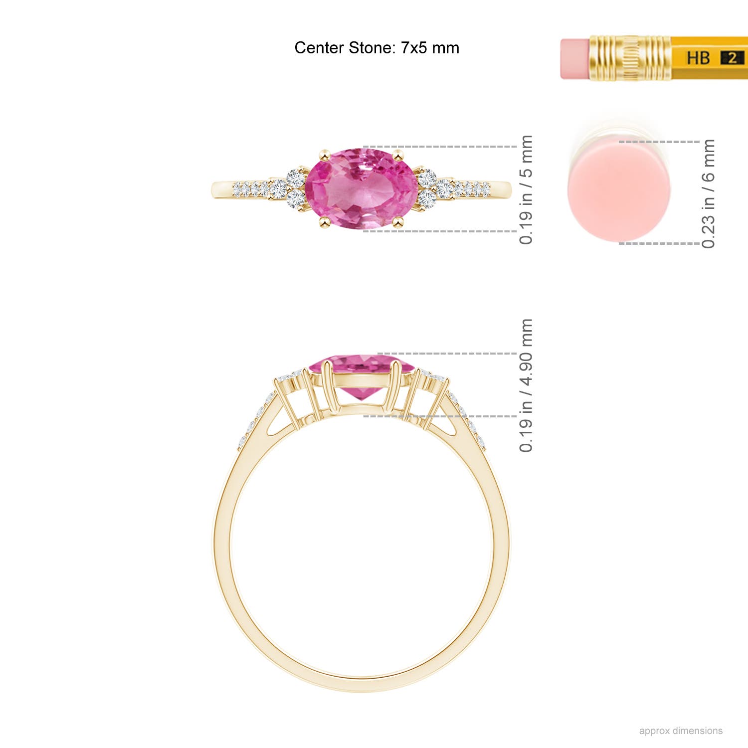 AAA - Pink Sapphire / 0.94 CT / 14 KT Yellow Gold