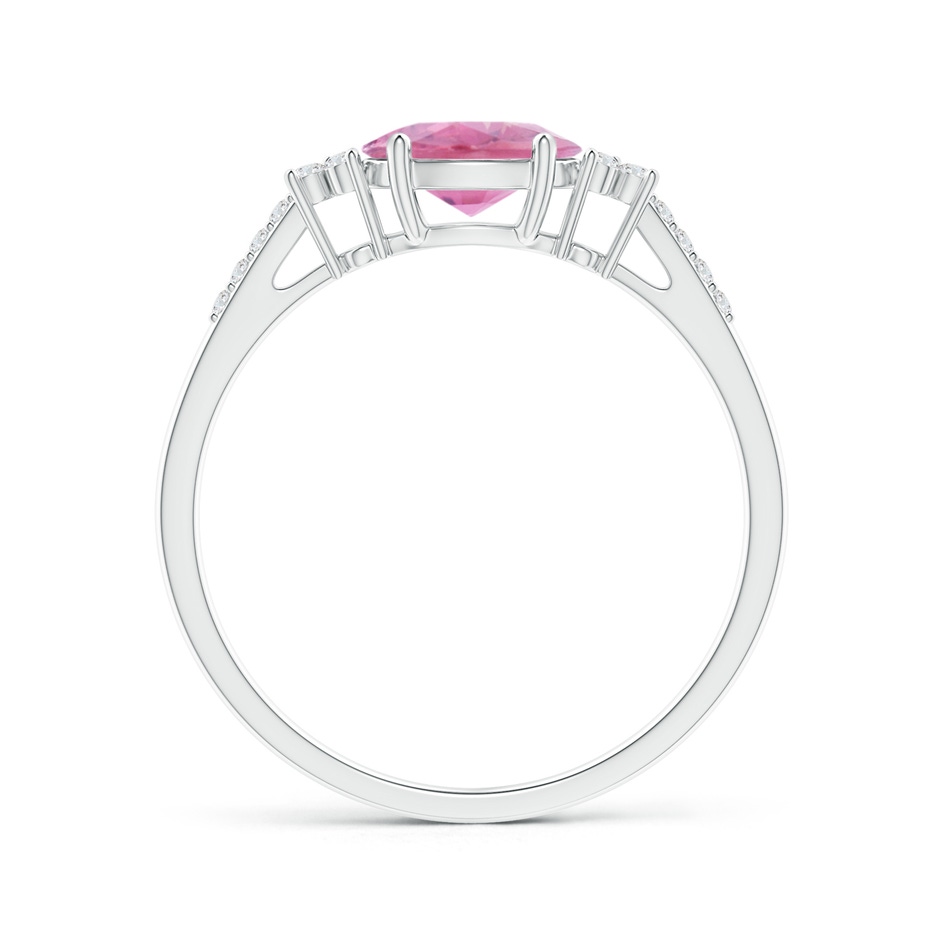 7x5mm A Horizontally Set Oval Pink Tourmaline Solitaire Ring with Trio Diamond Accents in White Gold side 199
