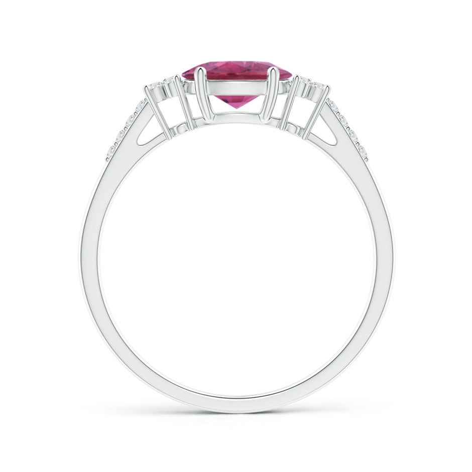 7x5mm AAA Horizontally Set Oval Pink Tourmaline Solitaire Ring with Trio Diamond Accents in White Gold side 199