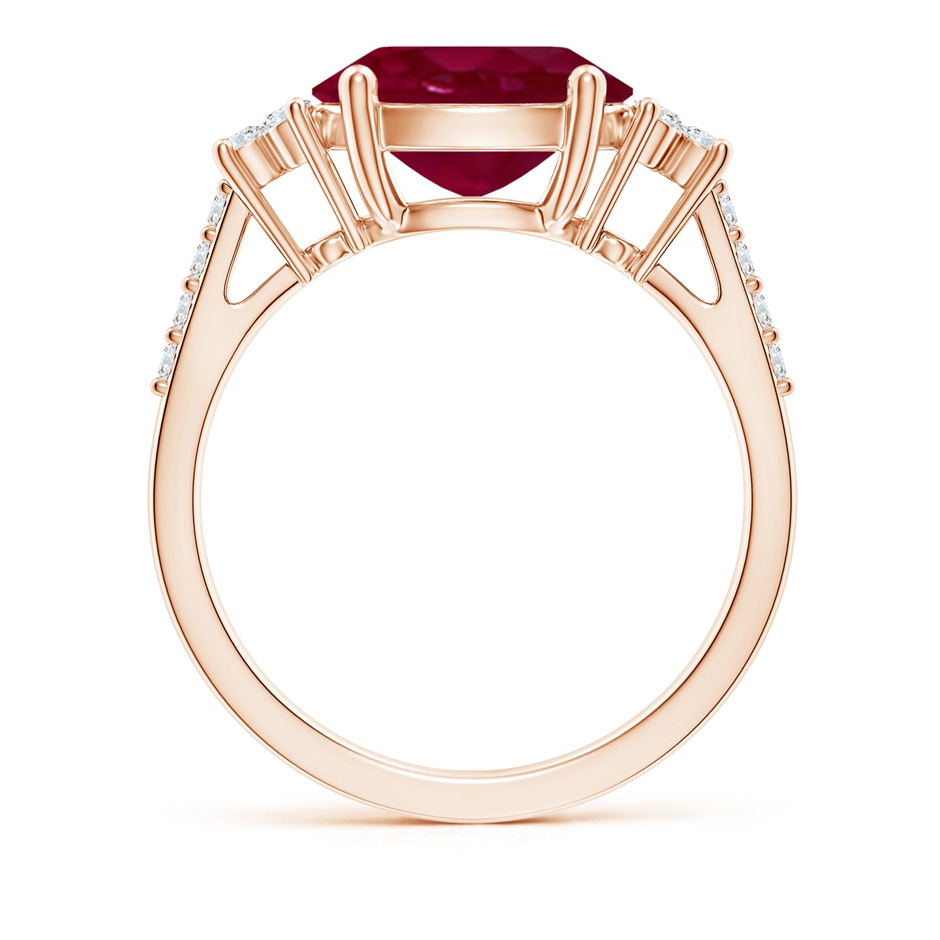 10x8mm A Horizontally Set Oval Ruby Solitaire Ring with Trio Diamond Accents in Rose Gold side 199