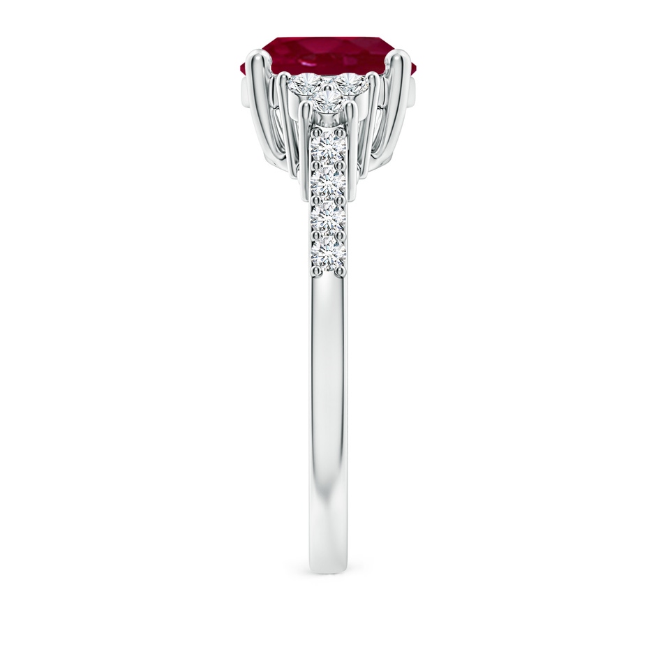 10x8mm A Horizontally Set Oval Ruby Solitaire Ring with Trio Diamond Accents in White Gold side 299