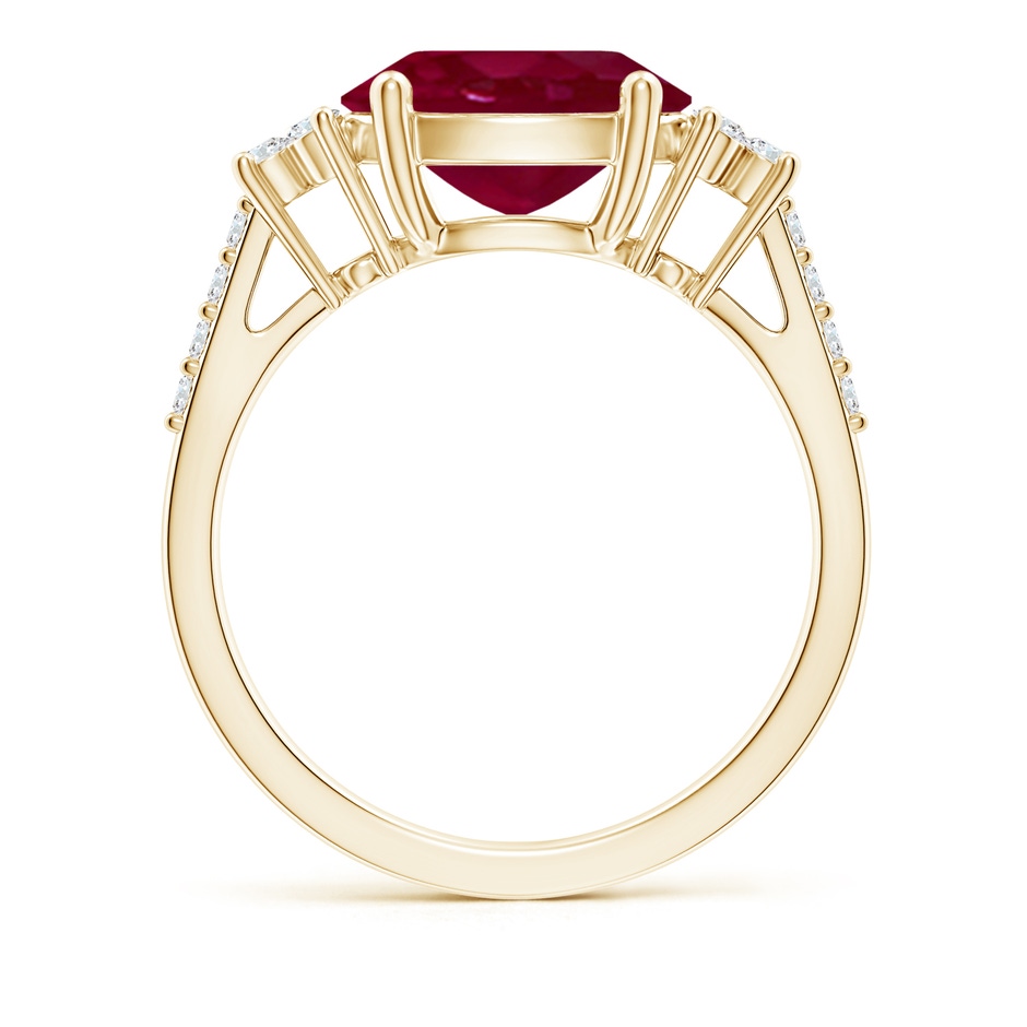 10x8mm A Horizontally Set Oval Ruby Solitaire Ring with Trio Diamond Accents in Yellow Gold side 199