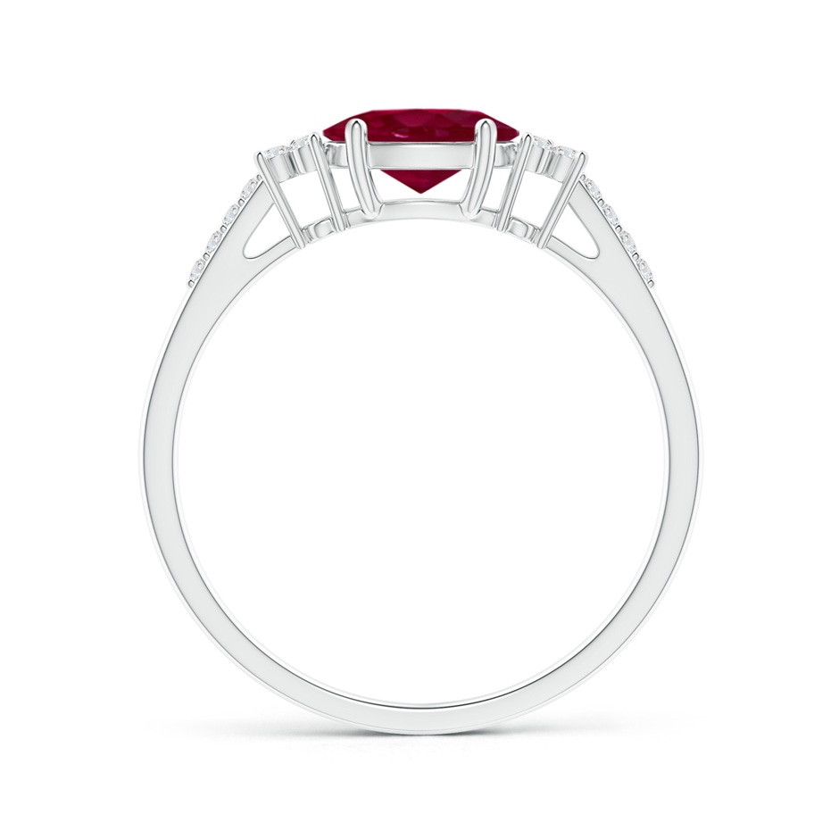 7x5mm A Horizontally Set Oval Ruby Solitaire Ring with Trio Diamond Accents in White Gold side 199