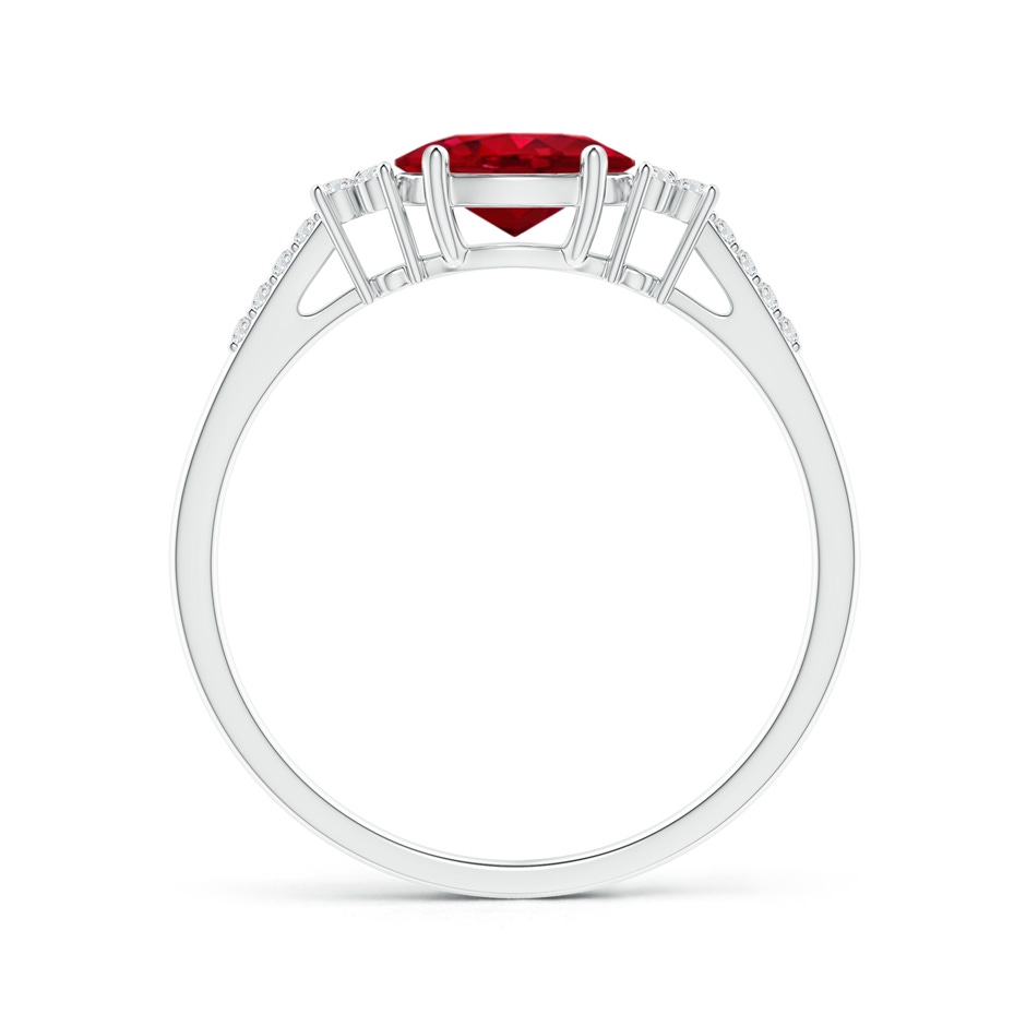 7x5mm AAA Horizontally Set Oval Ruby Solitaire Ring with Trio Diamond Accents in P950 Platinum side 199