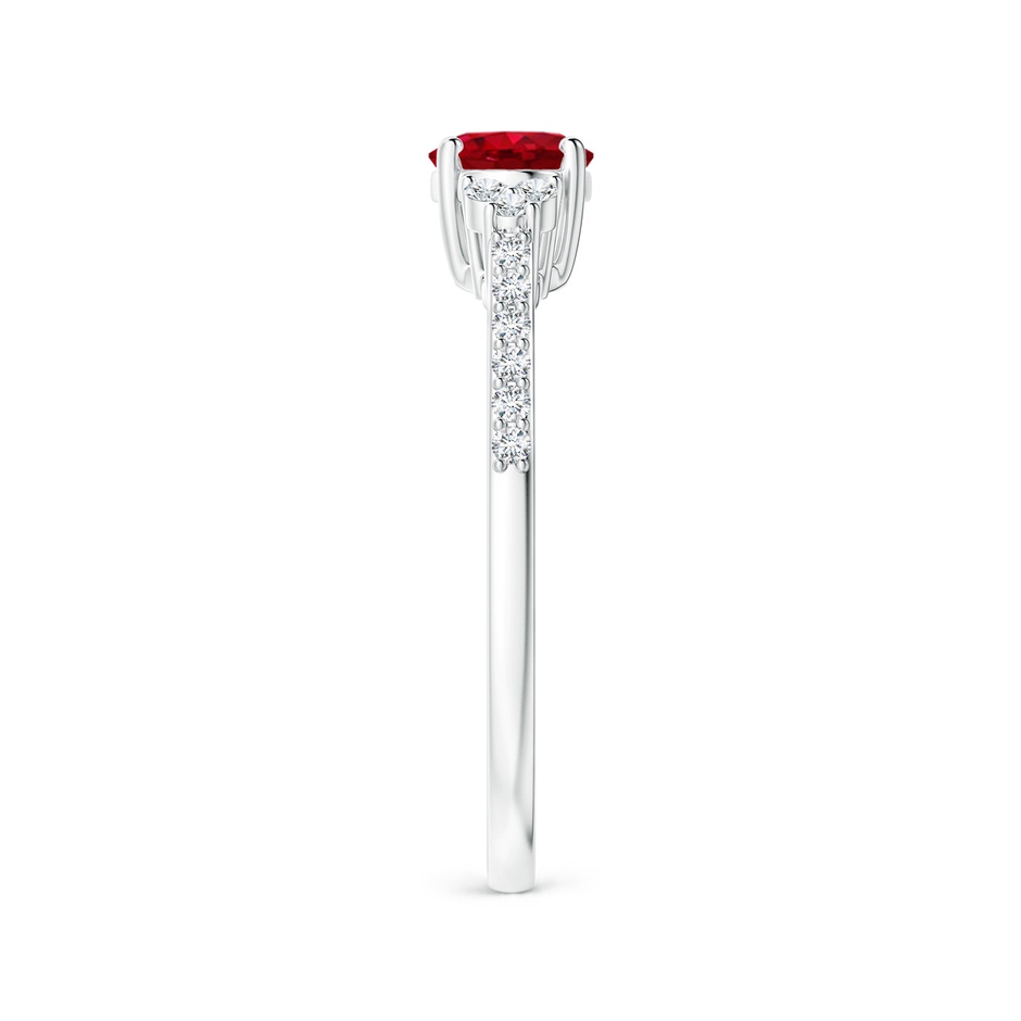 7x5mm AAA Horizontally Set Oval Ruby Solitaire Ring with Trio Diamond Accents in P950 Platinum side 299