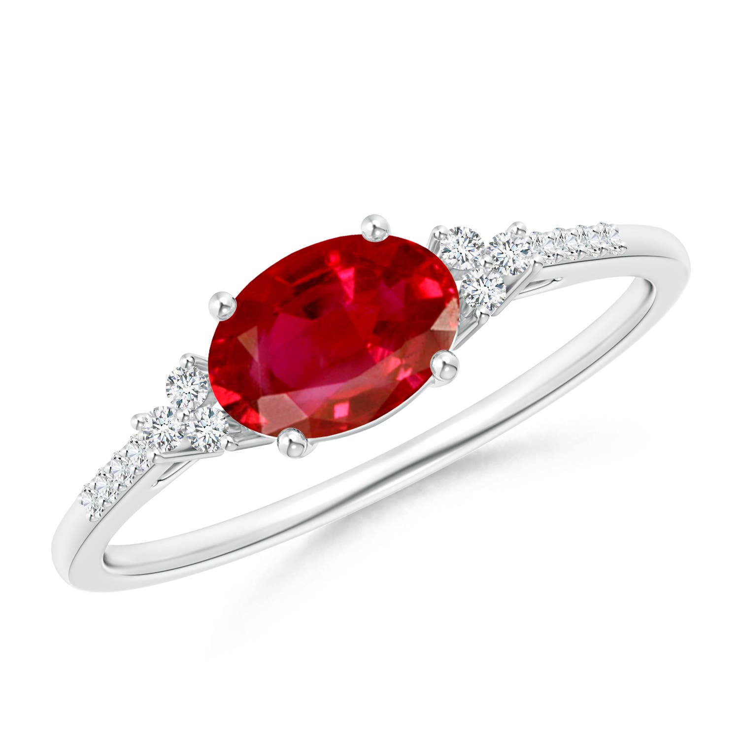 AAA - Ruby / 1.09 CT / 14 KT White Gold