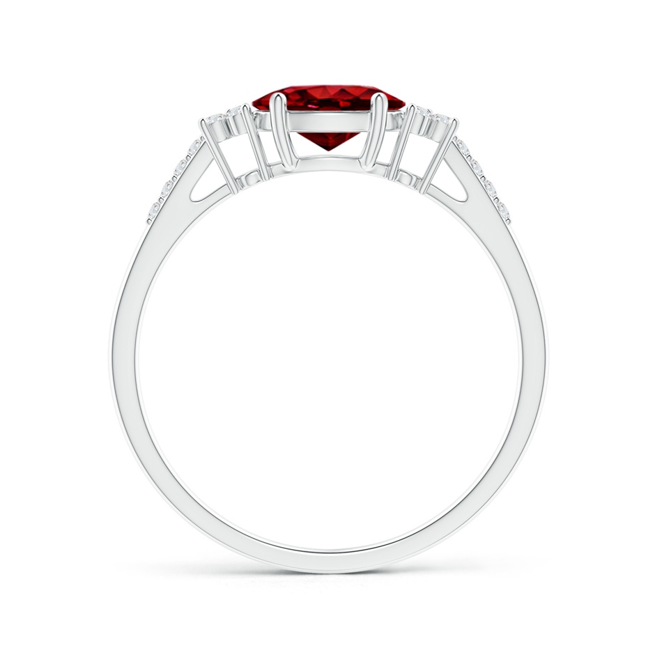 7x5mm AAAA Horizontally Set Oval Ruby Solitaire Ring with Trio Diamond Accents in P950 Platinum side 199