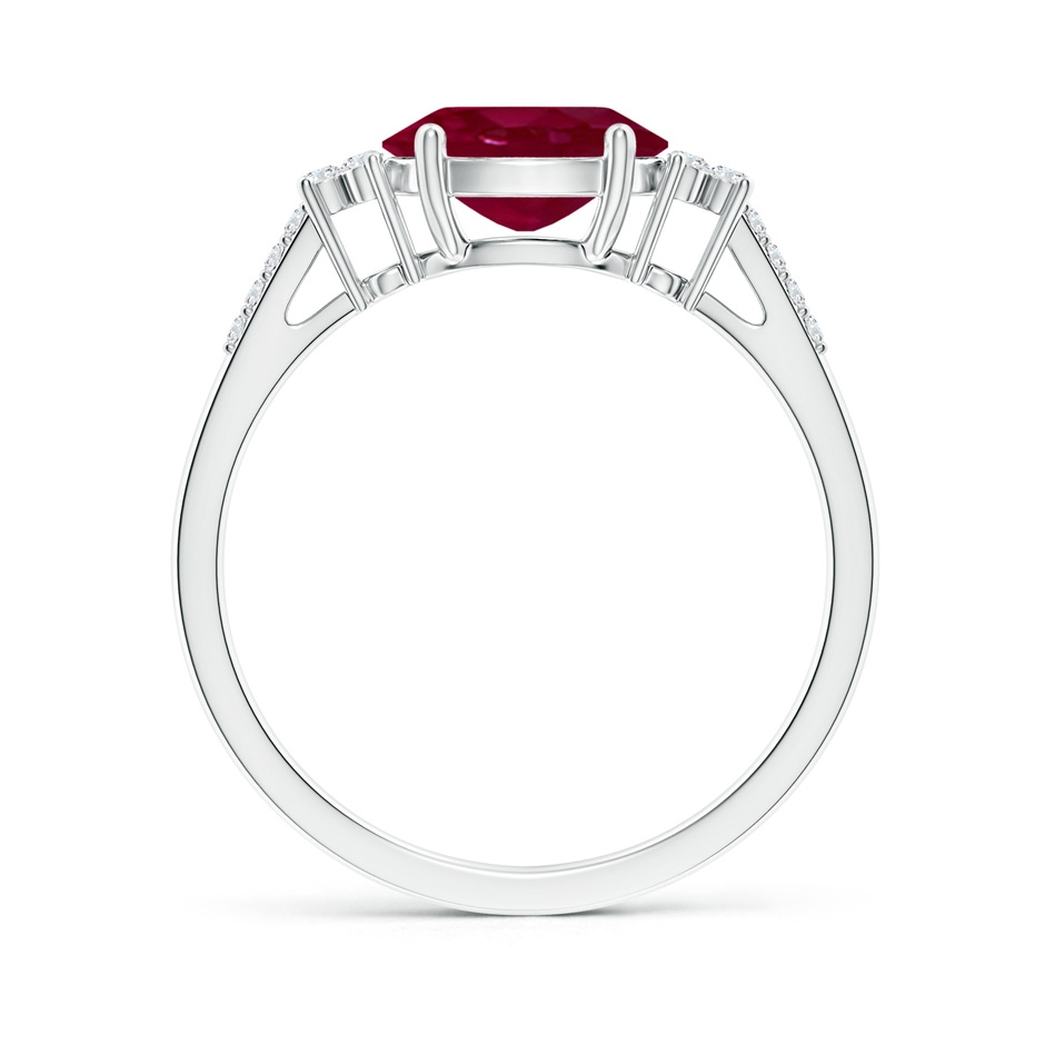 8x6mm A Horizontally Set Oval Ruby Solitaire Ring with Trio Diamond Accents in White Gold side 199