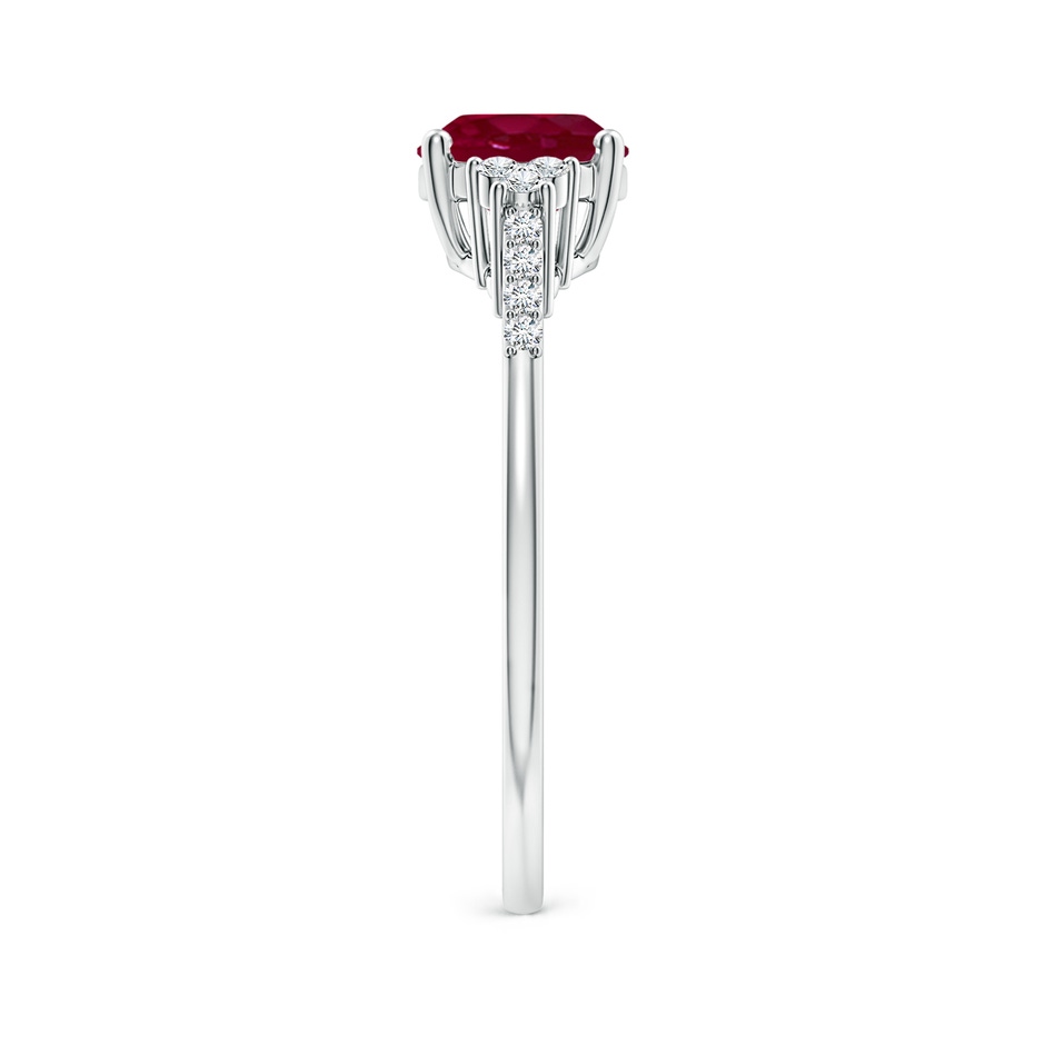 8x6mm A Horizontally Set Oval Ruby Solitaire Ring with Trio Diamond Accents in White Gold side 299