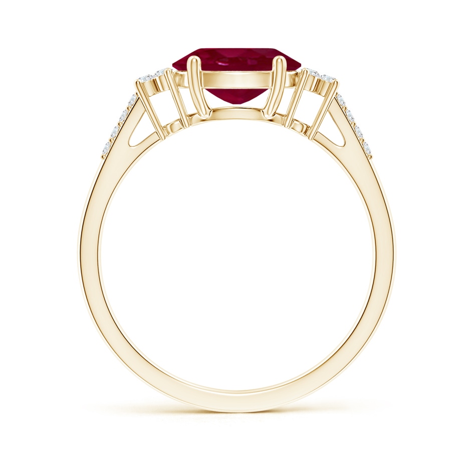 8x6mm A Horizontally Set Oval Ruby Solitaire Ring with Trio Diamond Accents in Yellow Gold side 199