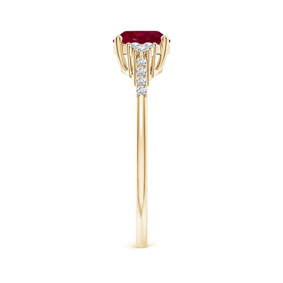 8x6mm A Horizontally Set Oval Ruby Solitaire Ring with Trio Diamond Accents in Yellow Gold side 299