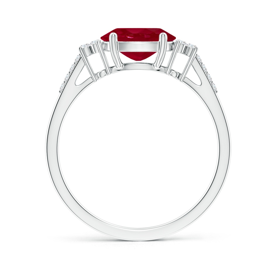 8x6mm AA Horizontally Set Oval Ruby Solitaire Ring with Trio Diamond Accents in P950 Platinum side 199