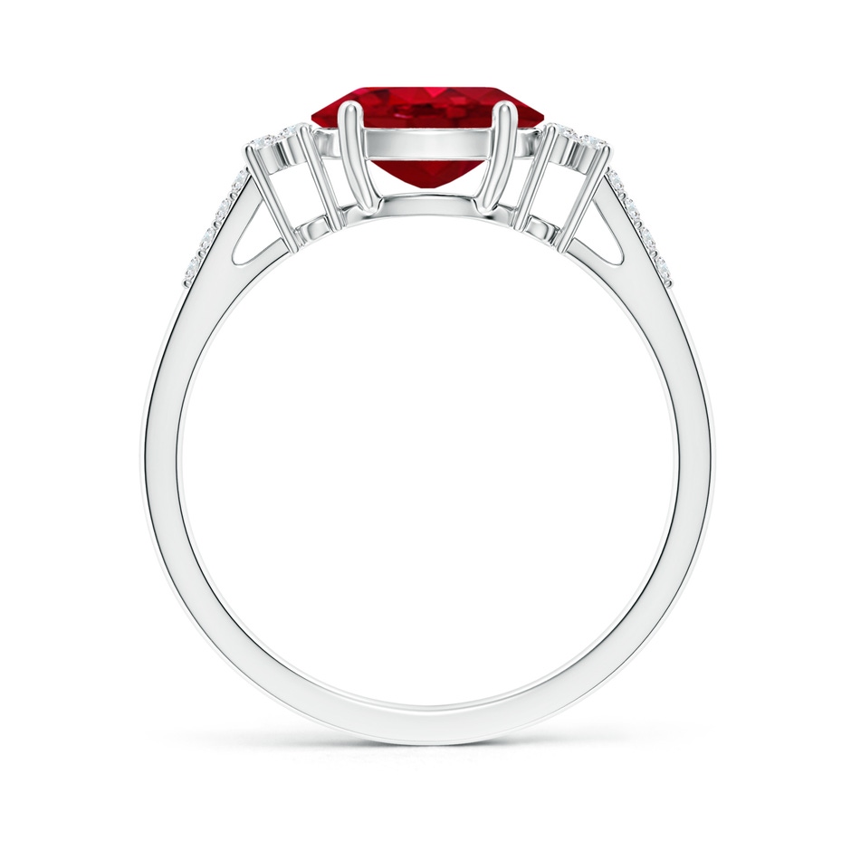 8x6mm AAA Horizontally Set Oval Ruby Solitaire Ring with Trio Diamond Accents in P950 Platinum side 199