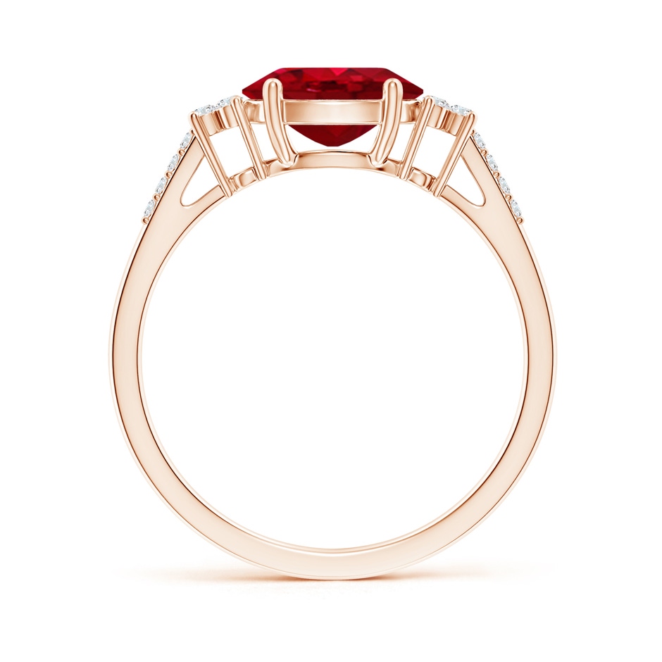 8x6mm AAA Horizontally Set Oval Ruby Solitaire Ring with Trio Diamond Accents in Rose Gold side 199