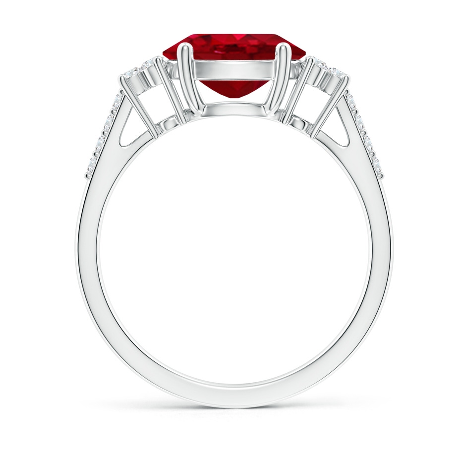 9x7mm AAA Horizontally Set Oval Ruby Solitaire Ring with Trio Diamond Accents in P950 Platinum side 199