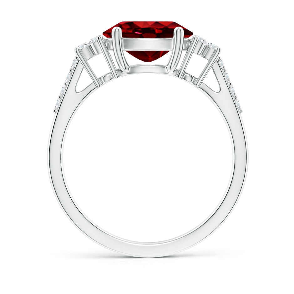 9x7mm AAAA Horizontally Set Oval Ruby Solitaire Ring with Trio Diamond Accents in P950 Platinum side 199