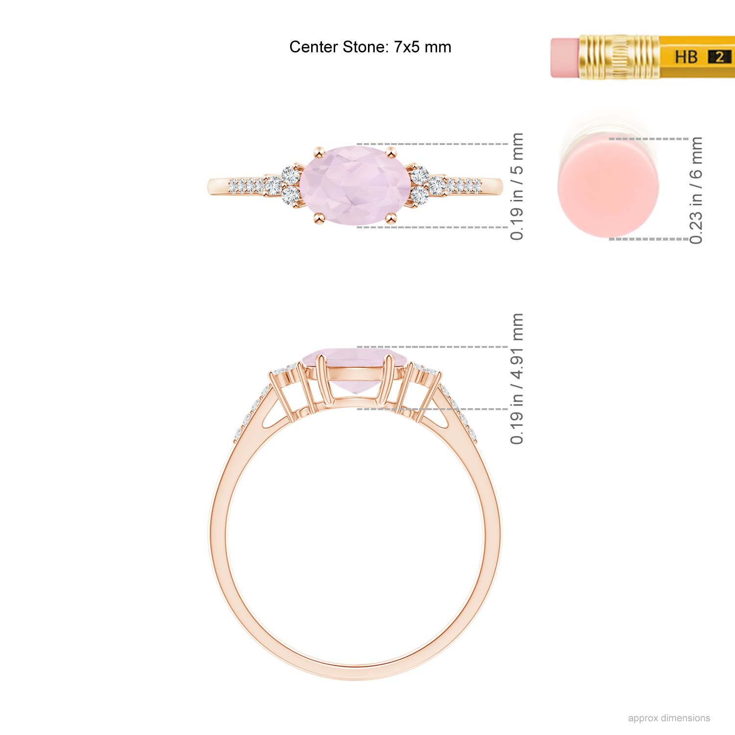 A - Rose Quartz / 0.79 CT / 14 KT Rose Gold