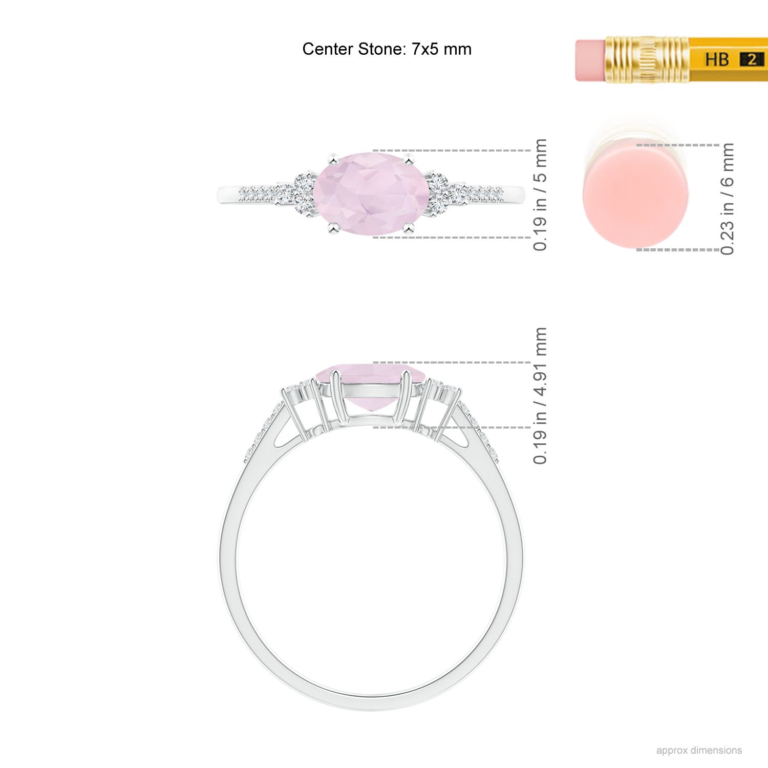 A - Rose Quartz / 0.79 CT / 14 KT White Gold