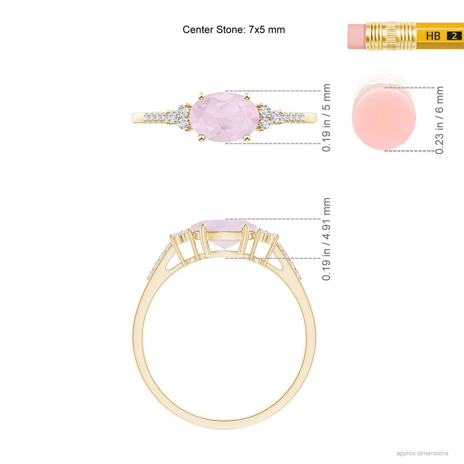 A - Rose Quartz / 0.79 CT / 14 KT Yellow Gold