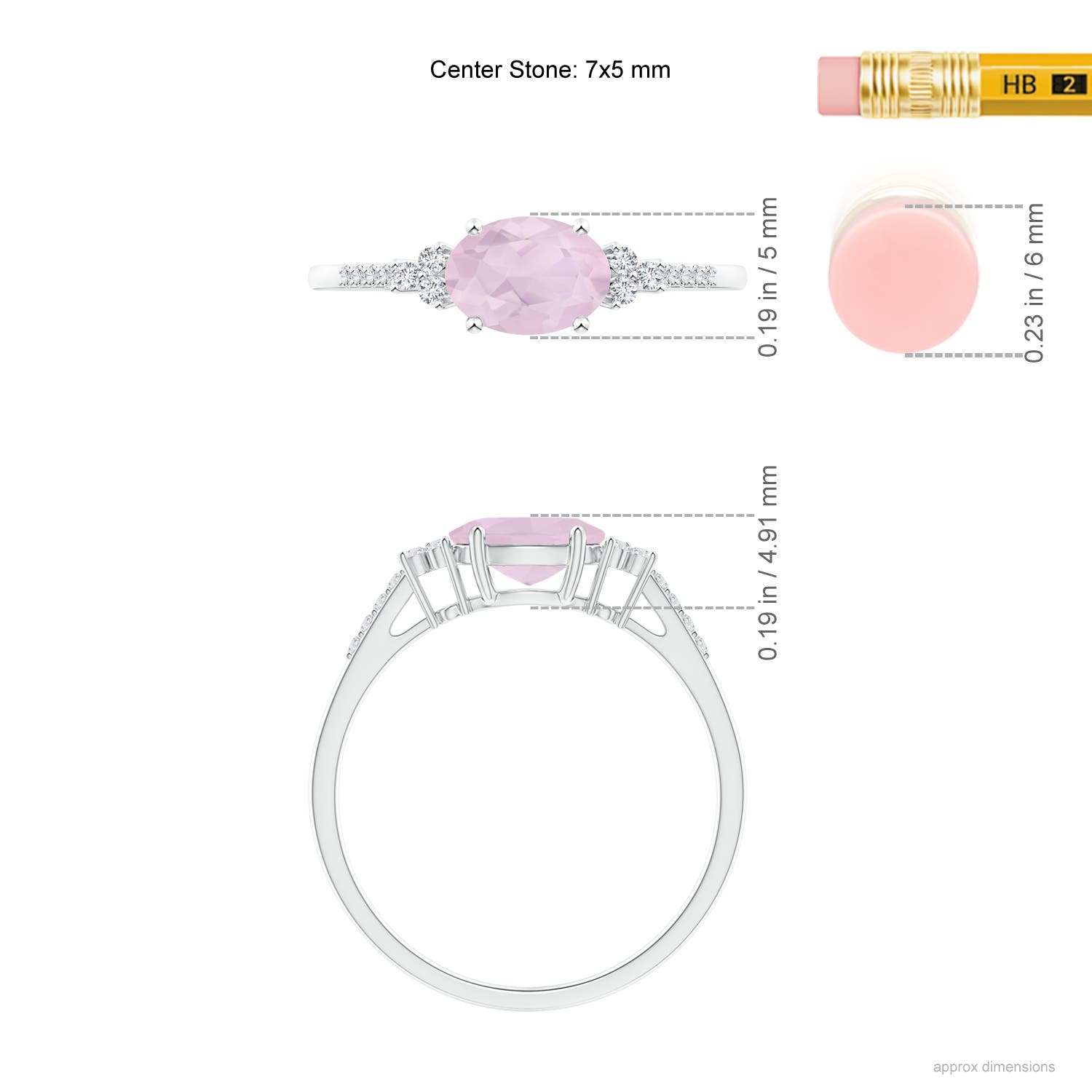 AA - Rose Quartz / 0.79 CT / 14 KT White Gold