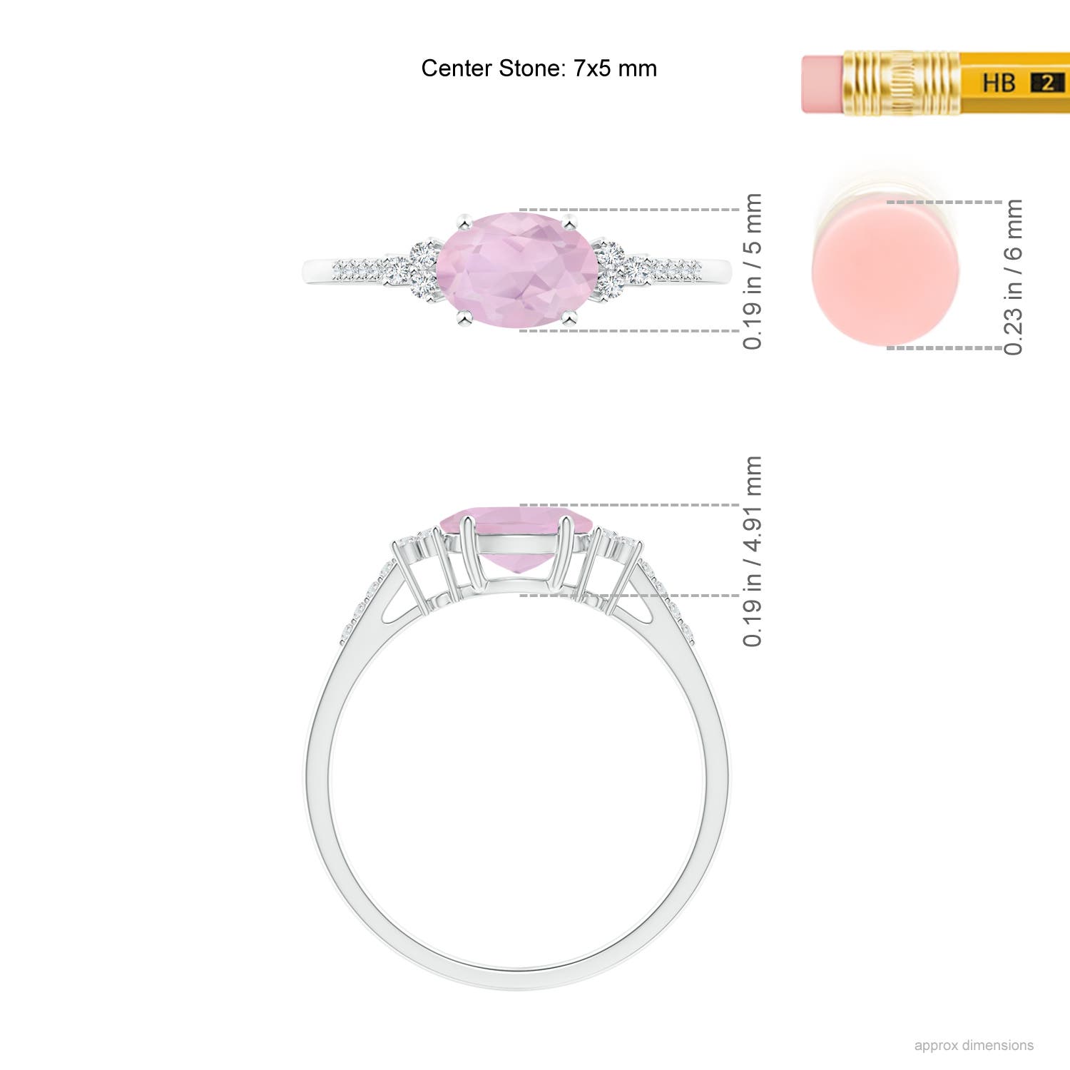 AAA - Rose Quartz / 0.79 CT / 14 KT White Gold