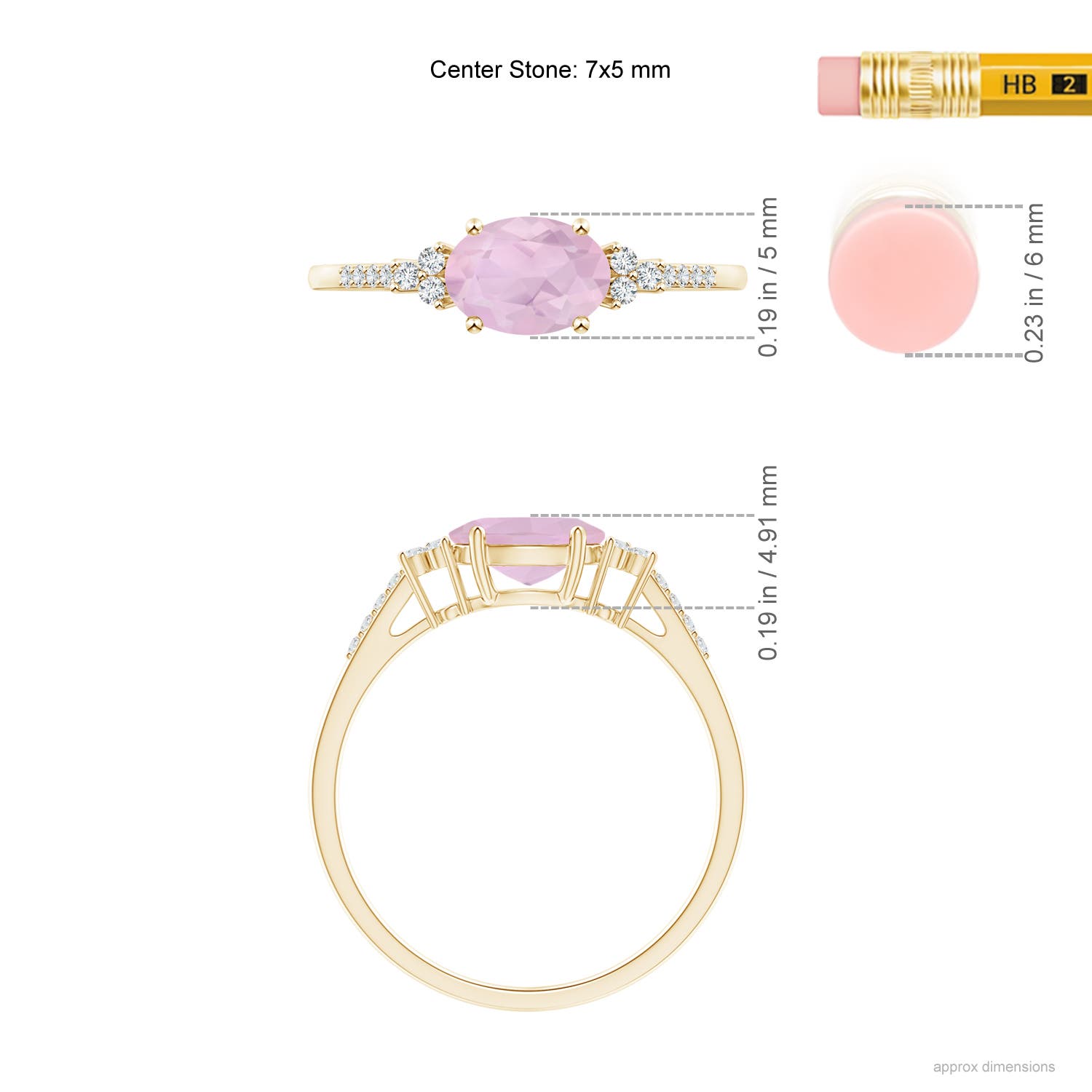 AAA - Rose Quartz / 0.79 CT / 14 KT Yellow Gold