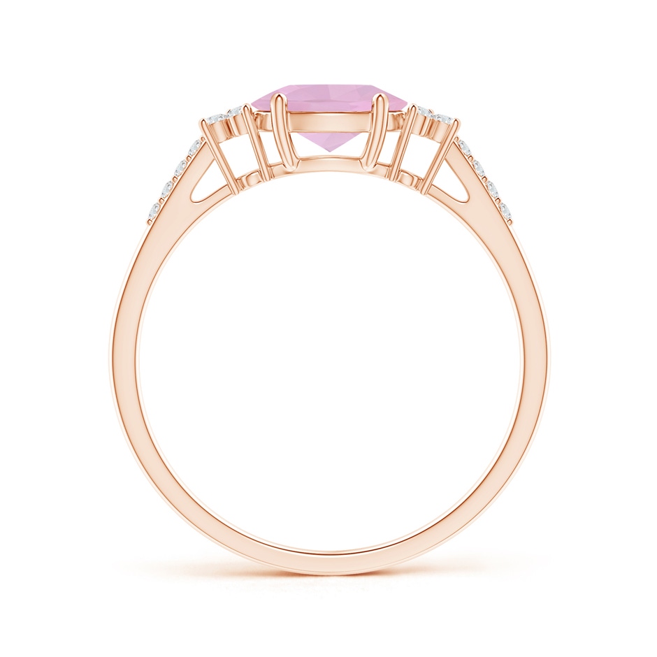 7x5mm AAAA Horizontally Set Oval Rose Quartz Solitaire Ring with Accents in Rose Gold side-1