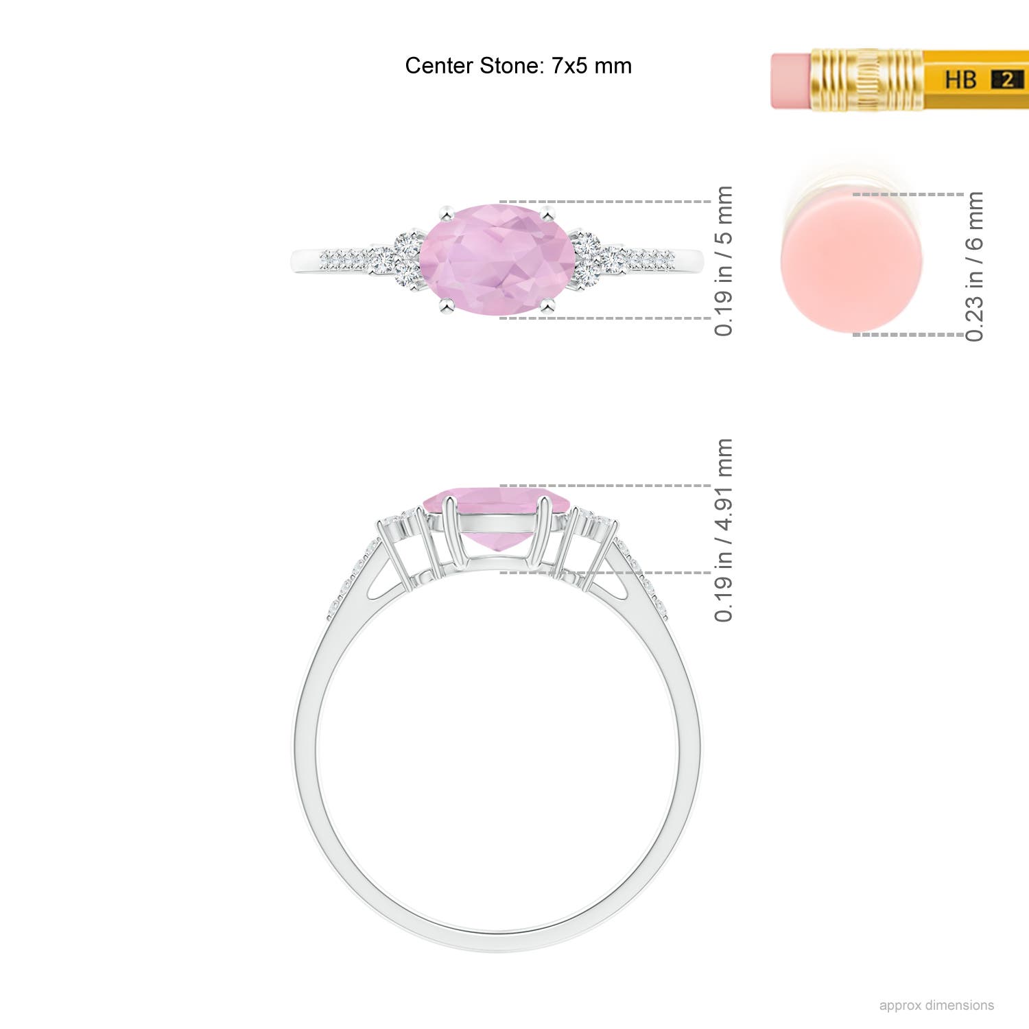 AAAA - Rose Quartz / 0.79 CT / 14 KT White Gold