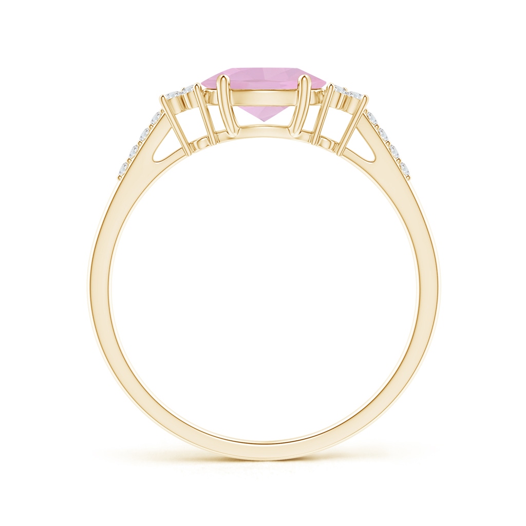 7x5mm AAAA Horizontally Set Oval Rose Quartz Solitaire Ring with Accents in Yellow Gold - side_1