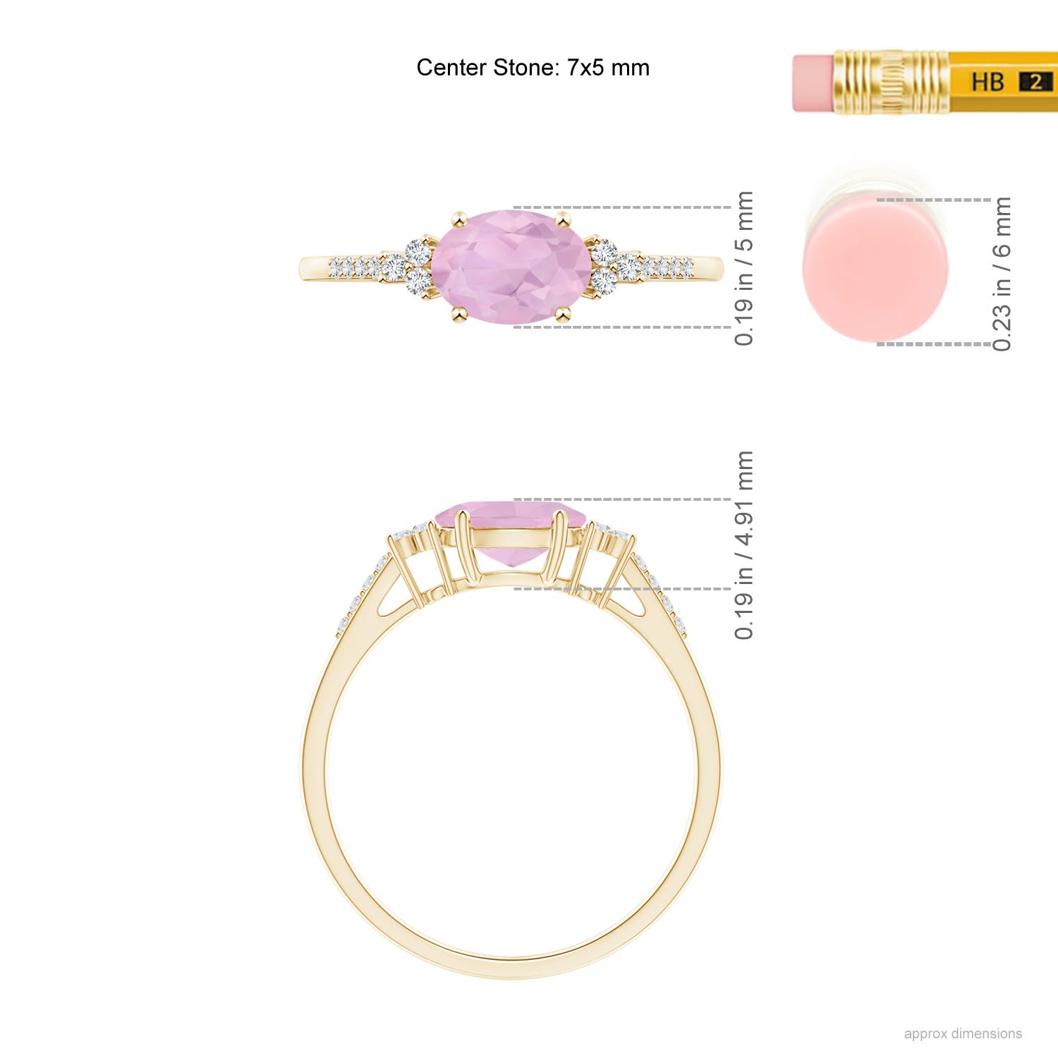 AAAA - Rose Quartz / 0.79 CT / 14 KT Yellow Gold