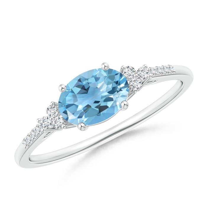 A - Swiss Blue Topaz / 1.04 CT / 14 KT White Gold