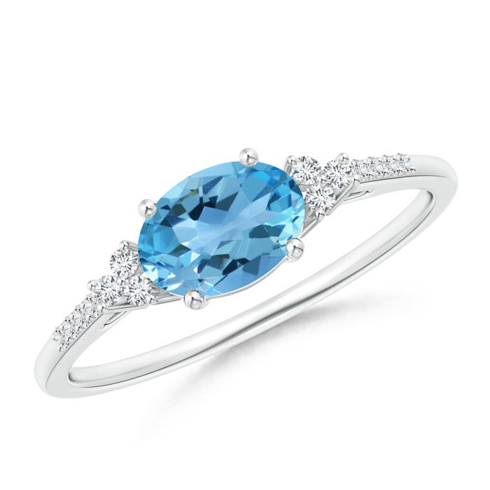 AA - Swiss Blue Topaz / 1.04 CT / 14 KT White Gold