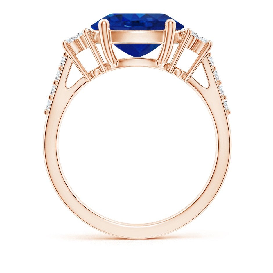 10x8mm AAA Horizontally Set Oval Sapphire Solitaire Ring with Trio Diamond Accents in Rose Gold side 199