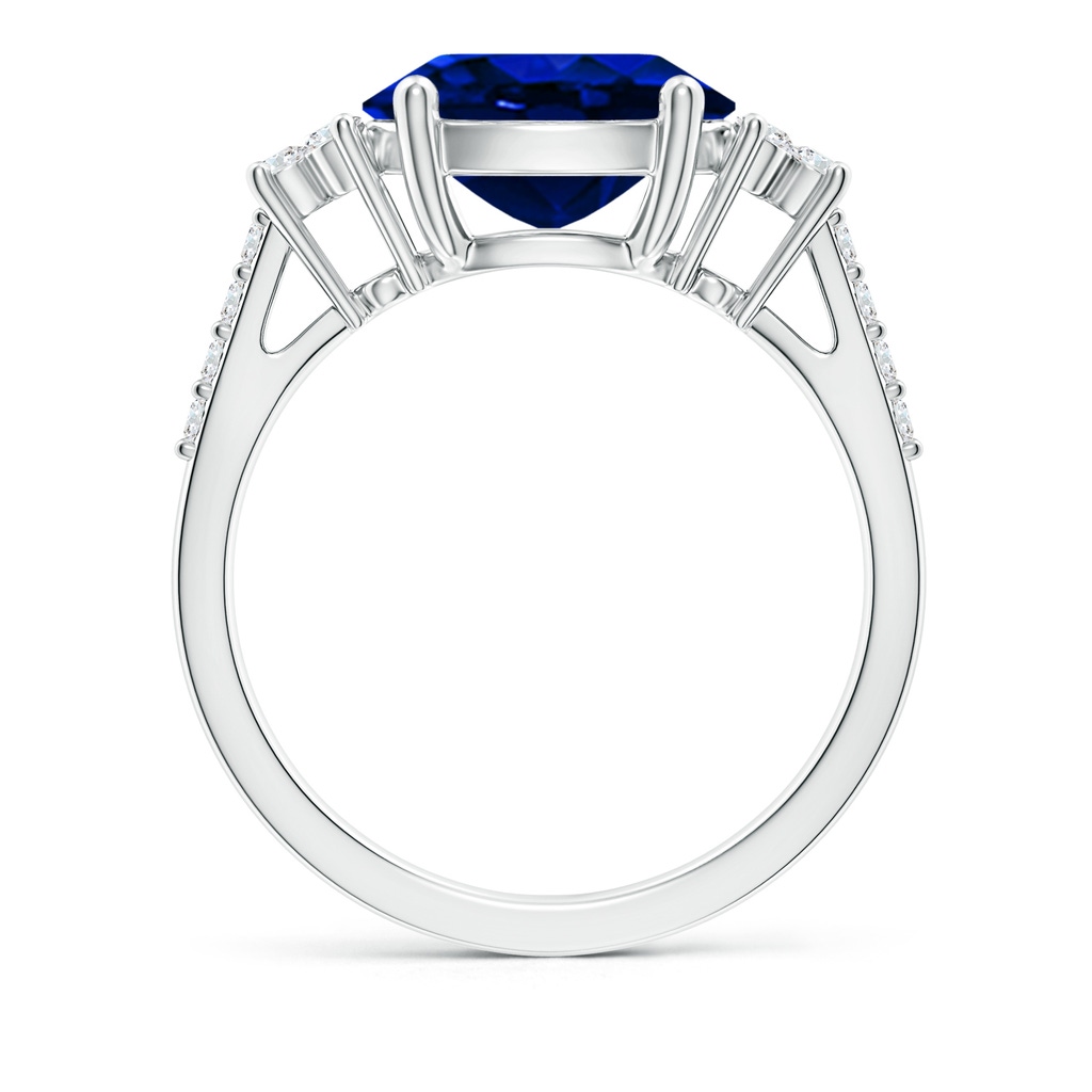 10x8mm AAAA Horizontally Set Oval Sapphire Solitaire Ring with Trio Diamond Accents in P950 Platinum Side 199