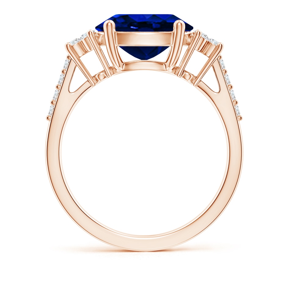 10x8mm Lab-Grown Horizontally Set Oval Sapphire Solitaire Ring with Trio Diamond Accents in Rose Gold side 199