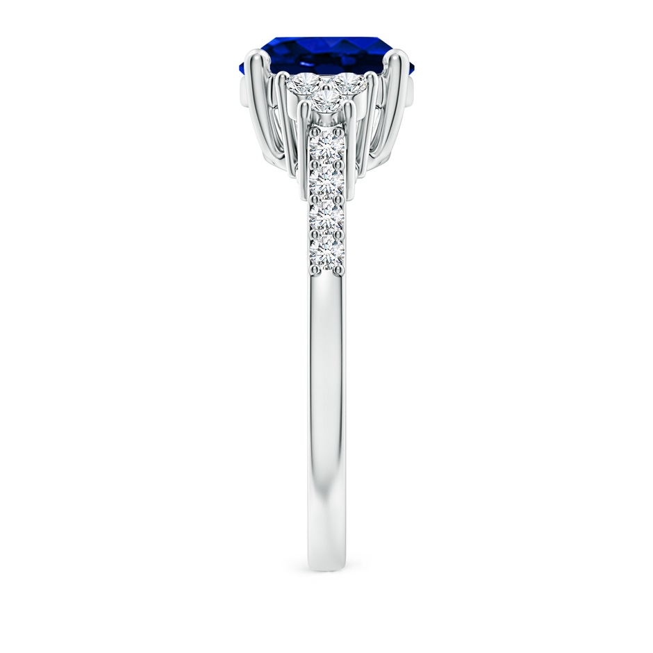 10x8mm Lab-Grown Horizontally Set Oval Sapphire Solitaire Ring with Trio Diamond Accents in White Gold side 299
