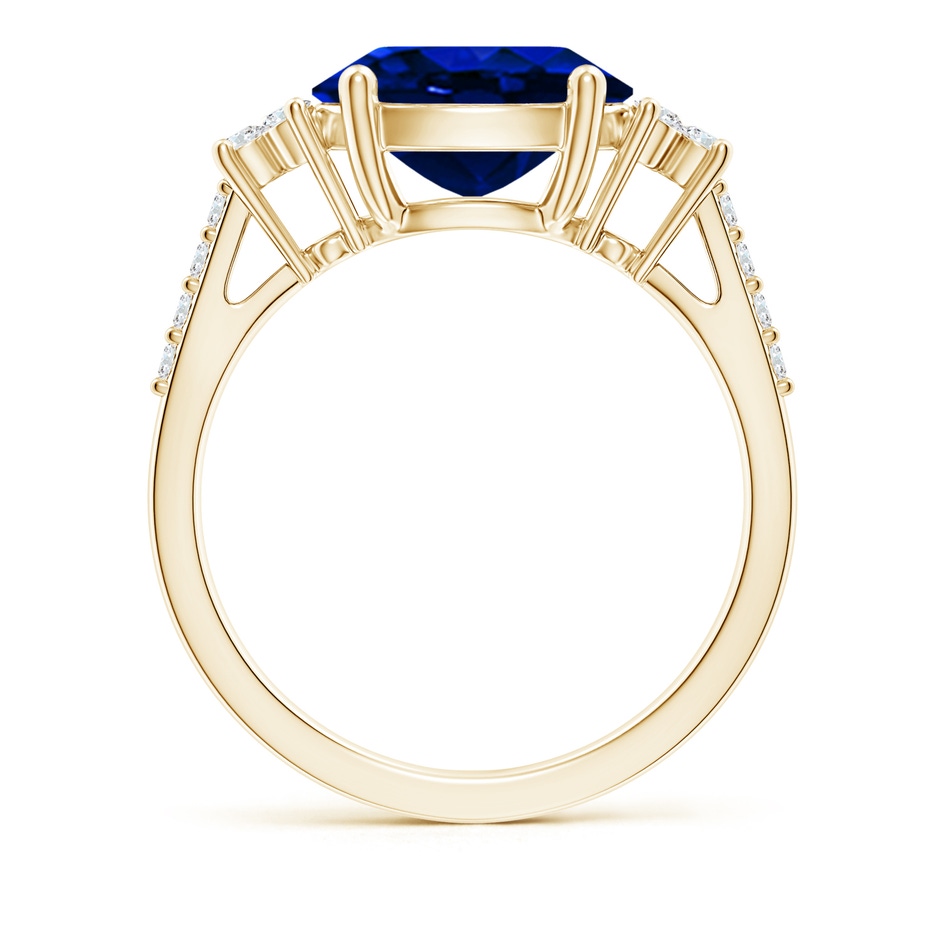 10x8mm Lab-Grown Horizontally Set Oval Sapphire Solitaire Ring with Trio Diamond Accents in Yellow Gold side 199