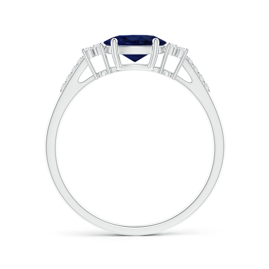 7x5mm A Horizontally Set Oval Sapphire Solitaire Ring with Trio Diamond Accents in White Gold side 199