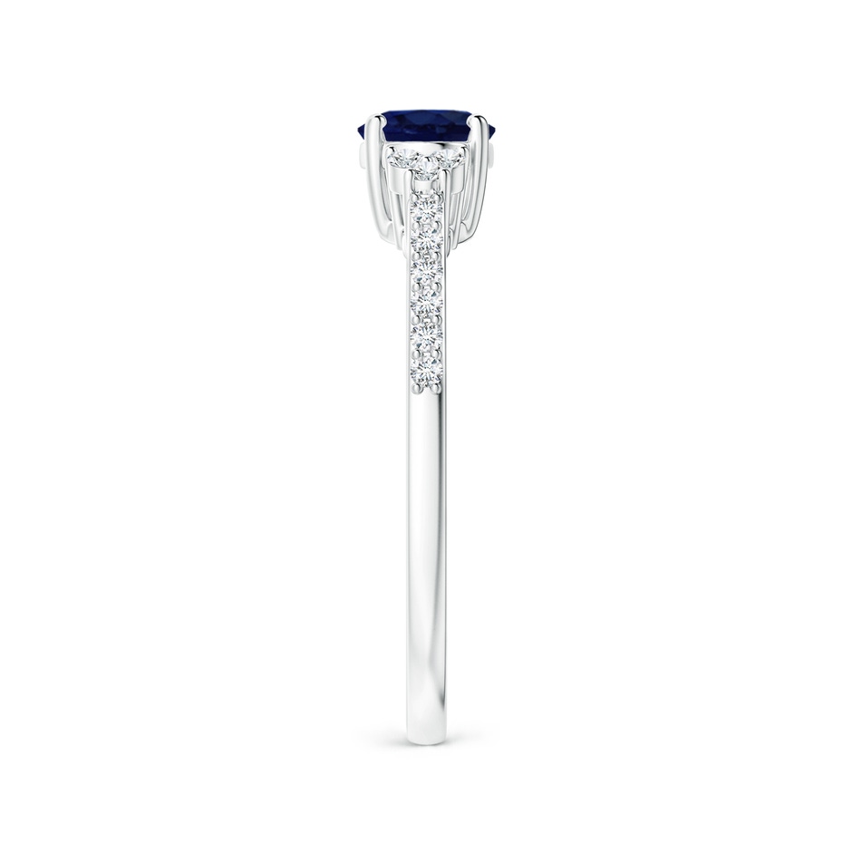 7x5mm A Horizontally Set Oval Sapphire Solitaire Ring with Trio Diamond Accents in White Gold side 299