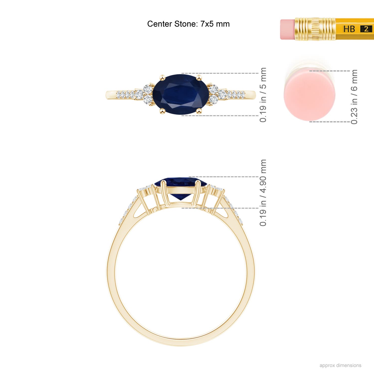 A - Blue Sapphire / 0.94 CT / 14 KT Yellow Gold