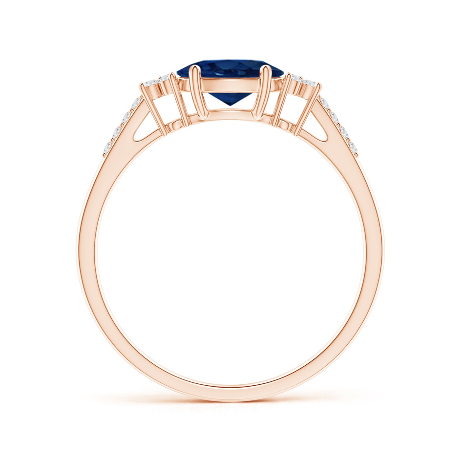 7x5mm AA Horizontally Set Oval Sapphire Solitaire Ring with Trio Diamond Accents in Rose Gold side 199