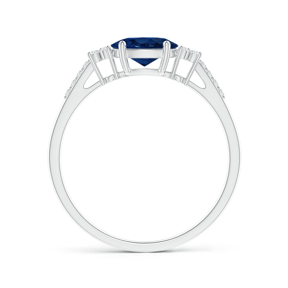7x5mm AA Horizontally Set Oval Sapphire Solitaire Ring with Trio Diamond Accents in White Gold side 199