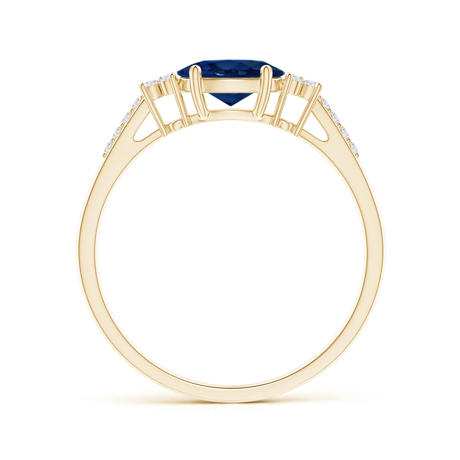 7x5mm AA Horizontally Set Oval Sapphire Solitaire Ring with Trio Diamond Accents in Yellow Gold side 199
