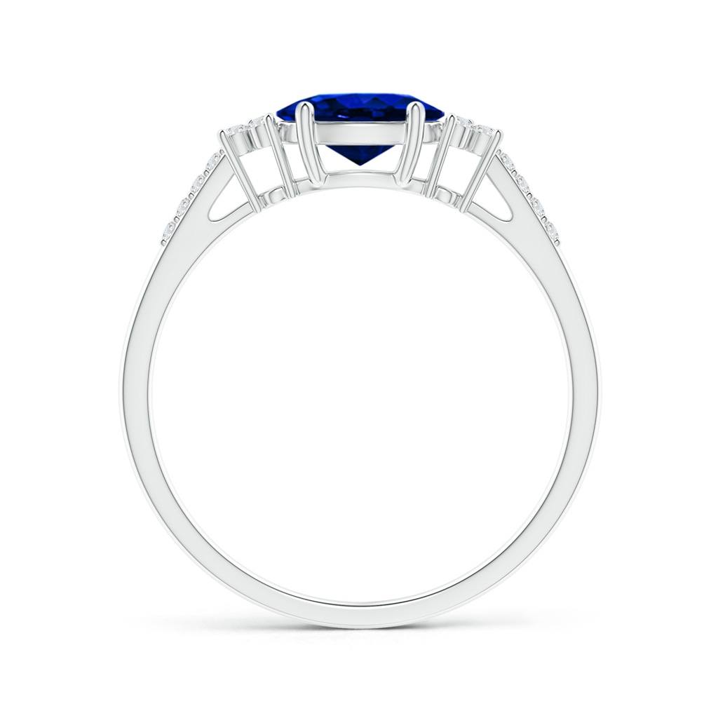 7x5mm AAAA Horizontally Set Oval Sapphire Solitaire Ring with Trio Diamond Accents in White Gold Side 199