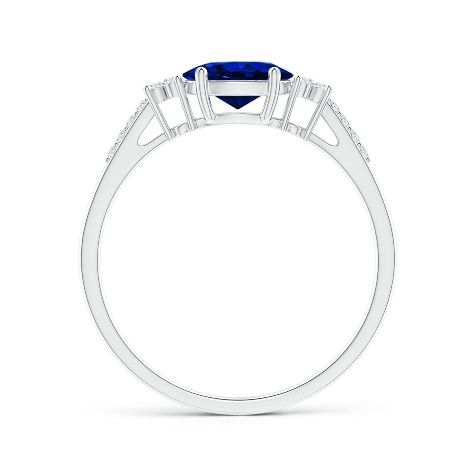 7x5mm AAAA Horizontally Set Oval Sapphire Solitaire Ring with Trio Diamond Accents in White Gold side 199