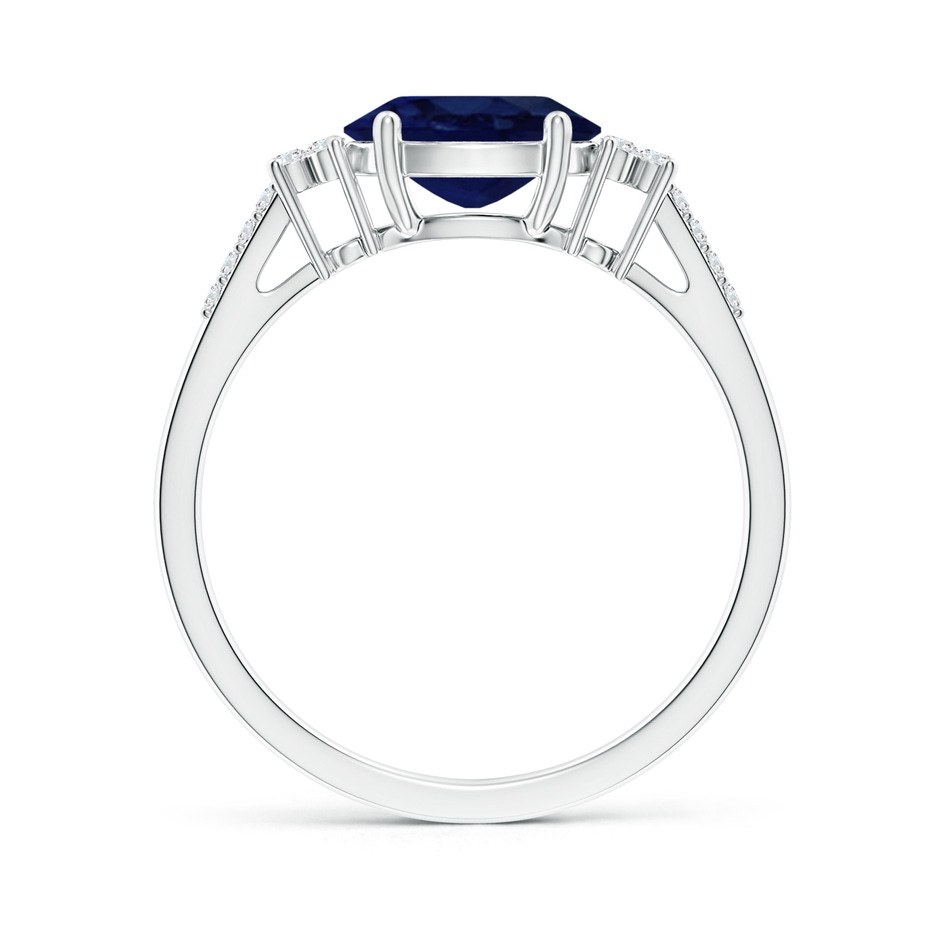 8x6mm A Horizontally Set Oval Sapphire Solitaire Ring with Trio Diamond Accents in P950 Platinum side 199